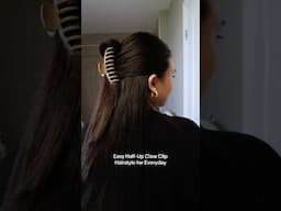 Easy Half-Up Claw Clip Hairstyle #shorts #hairtok #clawclip #hairstyle