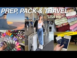 PREP, PACK & TRAVEL W ME TO AMERICA! ✈️🇺🇸 | travel prep, packing, organising flying, etc! ✨ *vlog*