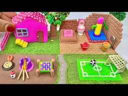 DIY How To Make Polymer Clay Miniature House, Kitchen set, Playground, Washroom set, Hand pump | diy