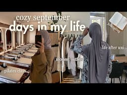 Cozy September days |  trying pilates, modest fall outfits, life after uni