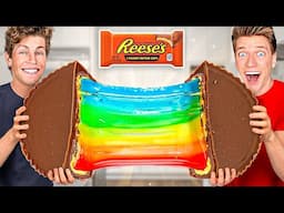 Eating RAINBOW Food For 24 Hours [Ben Azelart Challenge]!!! Epic One Color Foods vs Giant Sour Candy