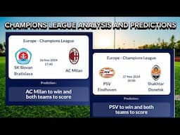 BETTING TIPS : UEFA CHAMPIONS LEAGUE FULL ANALYSIS AND PREDICTIONS