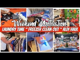 FREEZER DECLUTTER AND ORGANIZE | ALDI CHRISTMAS HAUL | DAY FOR LAUNDRY