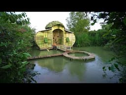 Build The Most Beautiful Banana House in Flood Season on Canal