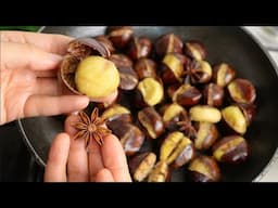 Quick trick for cooking chestnuts in a pan! they peel alone! I've never had such delicious chestnuts