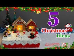 5 Affordable Christmas Village idea from different material | DIY Christmas craft idea🎄485