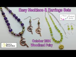 Easy Necklace & Earrings Sets | Sam's Bead Box | October 2024 | Woodland Fairy #samsbeadbox