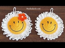 HOW TO CROCHET FOR BEGINNERS  Step by step CROCHET EMOJI Daisy, Flower, Sunflower, Smiley Face