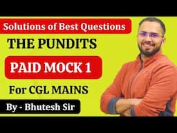 THE PUNDITS - PAID MOCK 01 : Maths Best Questions by @e1coachingcenter #thepundits #ssc