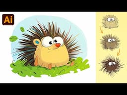 How to Draw Hedgehog Quills / Spikes- Adobe Illustrator- Cartoon Animal Illustration