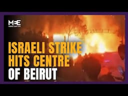 An Israeli air strike hits central Beirut's Mar Elias district on Sunday night.