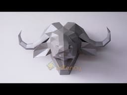 How to make Buffalo African Head Papercraft Cricut paper crafts, Low poly papercraft, 3D Buffalo svg