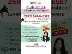 [Php 80 per hr] LIMITED OFFER! From ZERO JAPANESE to MASTERING how to READ and WRITE (Japanese 101)