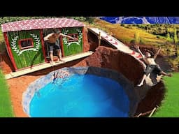 Build a vacant lot into a water park and houseboat with a whale water slide pool