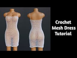 Crochet bikini cover up dress / Crochet mesh dress tutorial #crochetdress