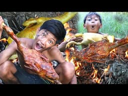 Primitive Boy's Rainforest Feast: Whole Chicken Wilderness Recipe!