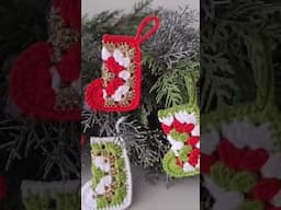 🎄🧦Super Easy Crochet Granny Square Christmas Stocking #shorts