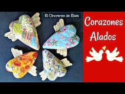 RECICLO CARTÓN, bolsas de PLÁSTICO y PAPEL Y REALIZO estos PRECIOSOS CORAZONES ALADOS. SAN VALENTÍN