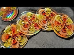 HOW TO Make! Holographic Resin  Flower Coasters in Orange and Yellow