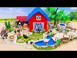 39 Minutes Relaxing Build Creative Miniature Farm with Cows Barn - Water Pond - Cattle Farm