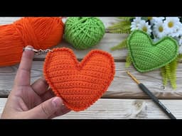 ARTIK HERKES BU TIĞ İŞİ KALBİ YAPABİLİR 😍😍 yapımı çok kolay tığ işi kalpli anahtarlık #crochet