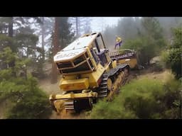 Skillful Excavator Operators are Building Roads on a Steep Mountain!