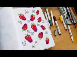 Easy strawberry painting tutorial with Acrylic Markers