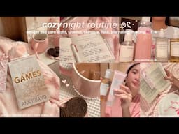 ❤︎ cozy night routine *realistic* 🎀🥛🍪| self-care sunday, reading, journal tour, skincare, relaxing