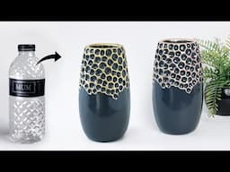 Plastic bottle flower vase making - Pottery making - प्लास्टिक की बोतल फूल फूलदान बना रही है