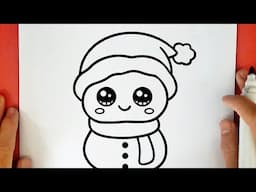 HOW TO DRAW A CUTE CHRISTMAS SNOWMAN