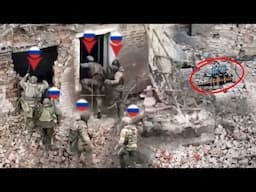 Horrible! Ukrainian FPV drones brutally bombard Russian soldiers hiding in the ruins of a building