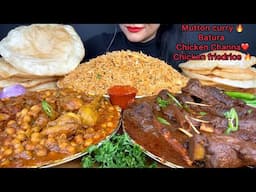 ASMR EATING MUTTON CURRY,PURI,CHICKEN CHANNA MASALA,CHICKEN FRIEDRICE