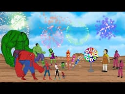 HULK & SHE SPIDERMAN: Squid Game Diwali Fireworks Stash 2024 | SUPER HEROES MOVIE ANIMATION