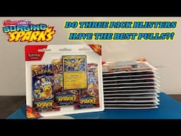 INSANE!! Are SURGING SPARKS 3 Pack Blisters the BEST PRODUCT from this NEW Pokemon set?! + GIVEAWAY!