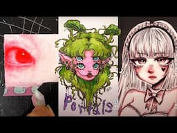 Drawing ART TikToks ˚ʚ♡🎧♡ɞ˚ Tutorials 🍡 ALT Vibe ❣ Sketchbooks Tour