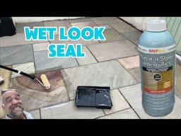 Wet look patio seal instal using aspects natural stone intensifier #cleaning #patio #seal #diy