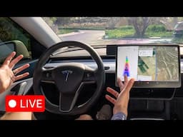 Testing Teslas Full self driving in Rush Hour Traffic LIVE