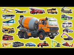 School Bus, Police, Plane, Helicopter, Ambulance, Train | Learn Vehicle and Vehicle Names