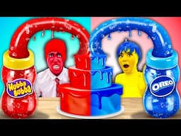 INSIDE OUT RED VS BLUE CAKE DECORATING CHALLENGE | JOY VS ANGER EMOTION MAKE LARGEST CAKE BY SWEEDEE