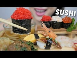 SUSHI ASMR *Assorted Nigiris, Go-Mae with Tempura Udon Noodles NO TALKING Eating Sounds | N.E