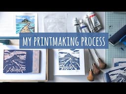 My Printmaking Process: Adapting A Painting Into A Carved Rubber Block Design (Like Lino Cut/Print)