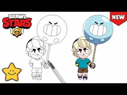 How To Draw GUS 🎈 | Brawl Stars | New Brawler | Step By Step | Line Art Drawing