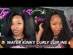 NATURAL CURLY FLIP OVER TUTORIAL *VERY EASY NO HEAT*😍| WATER KINKY CURLY CLIP INS FT. CURLS QUEEN