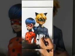 Ladybug and Cat Noir Drawing with Colored Pencils ✍️✨