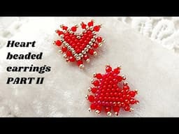 Heart beaded earrings tutorial for beginners. Part II. Valentine's day earrings