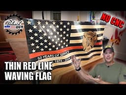 Waving Wood Thin Red Line Flag - No CNC