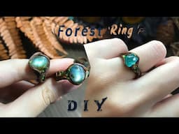 How to making  branch  rings.DIY spirit jewelry.polymer clay jewelry.forest ring.nature ring.