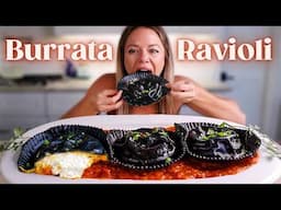 Creamy Burrata Cheese Ravioli 🍂 | No Talking Mukbang & Recipe!