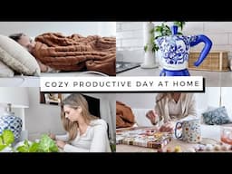 Cozy & productive day balancing life when sick & unmotivated! Stuck at home + cant leave!