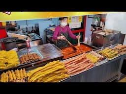 Huge fried squid and rolled seaweed! Happiness for only $1 [Korean street food]